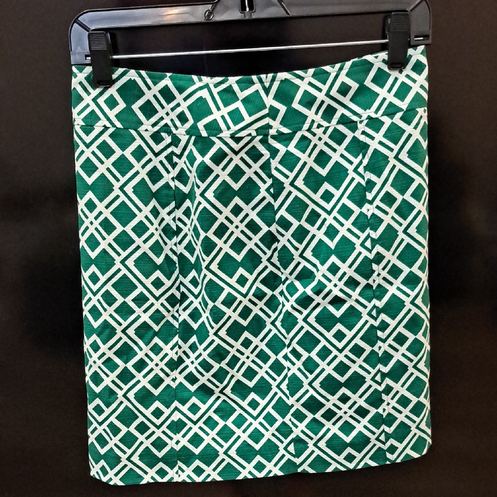 Banana Republic Green and White Geometric Skirt